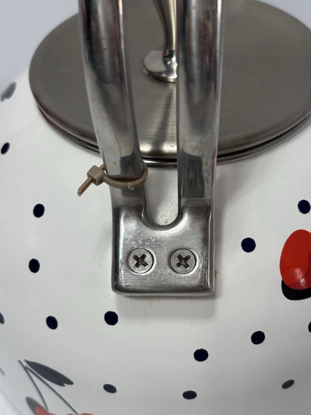 Kate Spade Cherry Polka Dot Tea Kettle White Enamel On Steel Decorative -As Is! - Picture 4 of 16